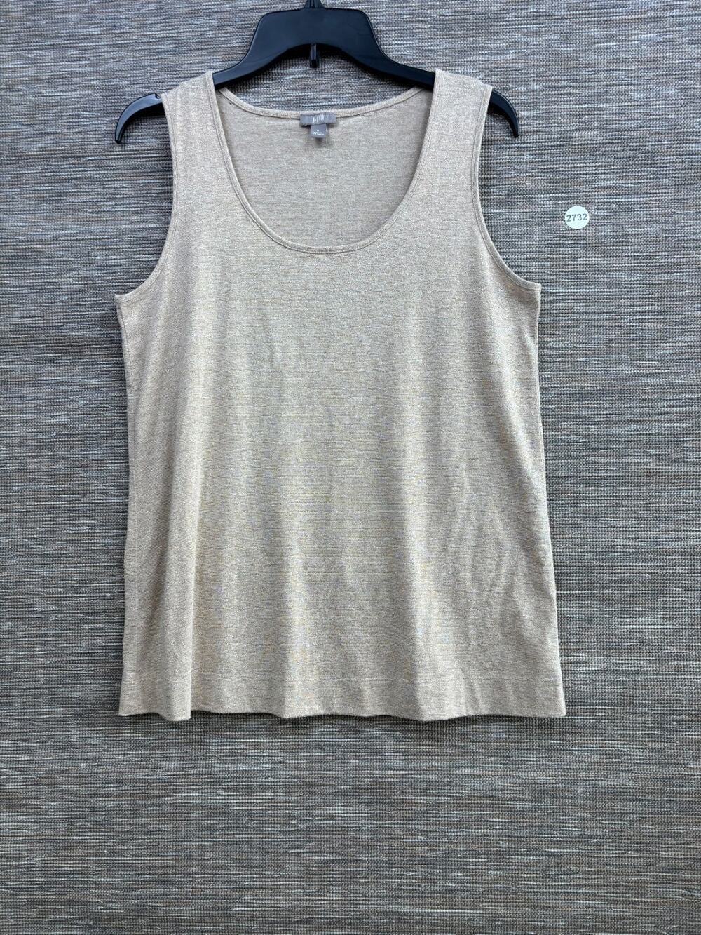 J. Jill Metallic Thread Loose Fit Tank Top Womens Sz S Gold Soft Flowy Stretch